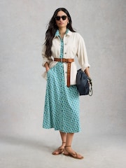 White Stuff Teal Blue Rua Jersey Shirt Dress - Image 1 of 6