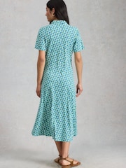 White Stuff Teal Blue Rua Jersey Shirt Dress - Image 2 of 6