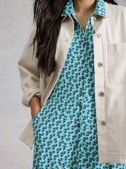 White Stuff Teal Blue Rua Jersey Shirt Dress - Image 4 of 6