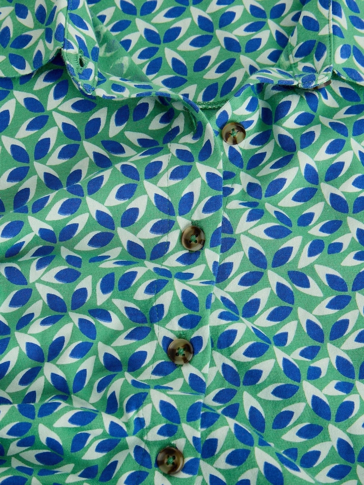 White Stuff Teal Blue Rua Jersey Shirt Dress - Image 6 of 6