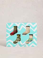 White Stuff Green Colour Block Ankle Socks 4 Pack - Image 3 of 4