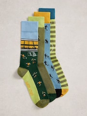 White Stuff Green Football Ankle Socks 4PK - Image 1 of 4
