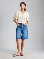 White Stuff Natural Erin Tie Front Top - Image 1 of 6