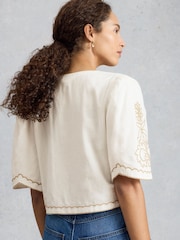White Stuff Natural Erin Tie Front Top - Image 3 of 6