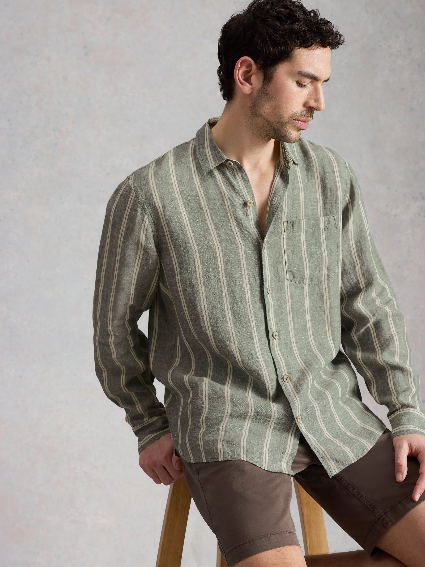 Buy White Stuff Green Keswick Stripe LS Linen Shirt from Next Canada