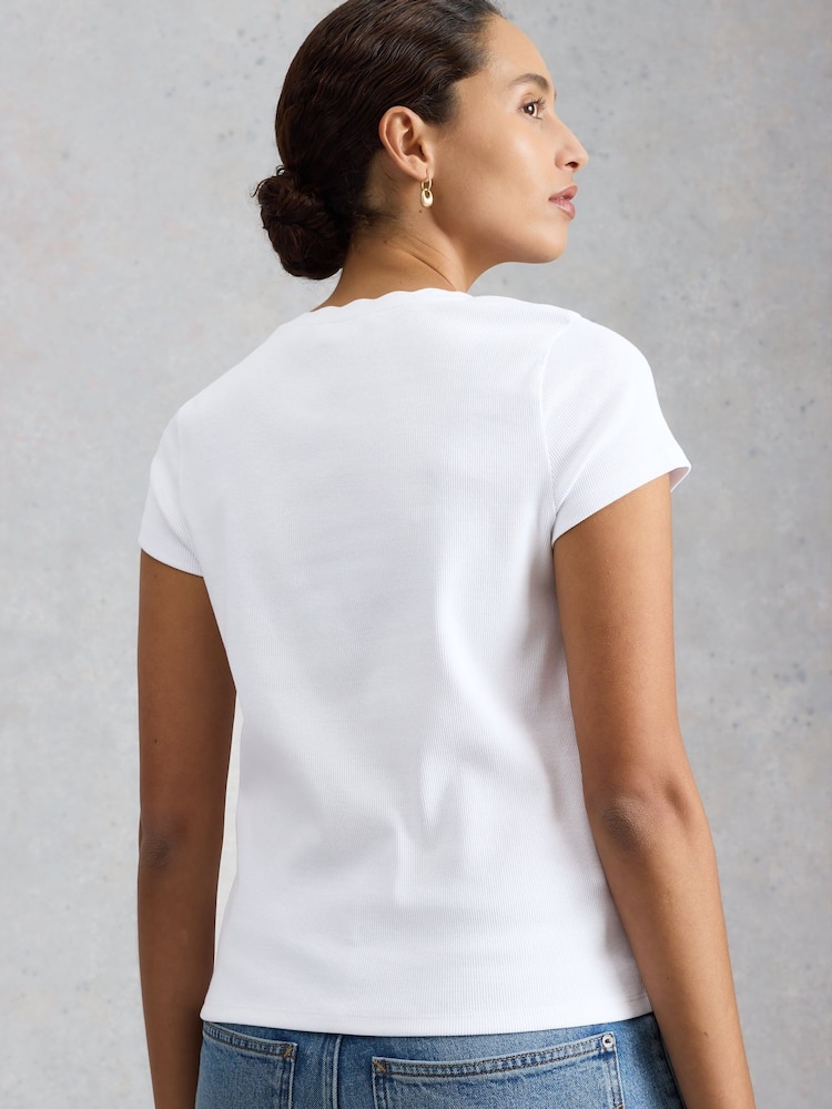 White Stuff White AIDA Scallap SS T-Shirt - Image 2 of 6