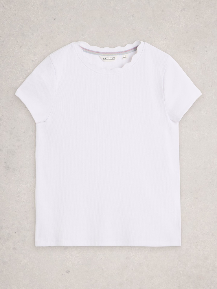 White Stuff White AIDA Scallap SS T-Shirt - Image 6 of 6
