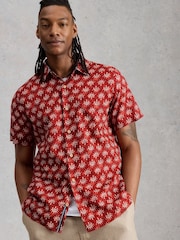 White Stuff Bright Red Finsbury Ss Floral Print Shirt - Image 1 of 6