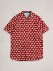 White Stuff Bright Red Finsbury Ss Floral Print Shirt - Image 5 of 6