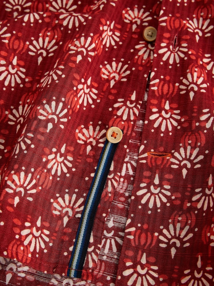 White Stuff Bright Red Finsbury Ss Floral Print Shirt - Image 6 of 6