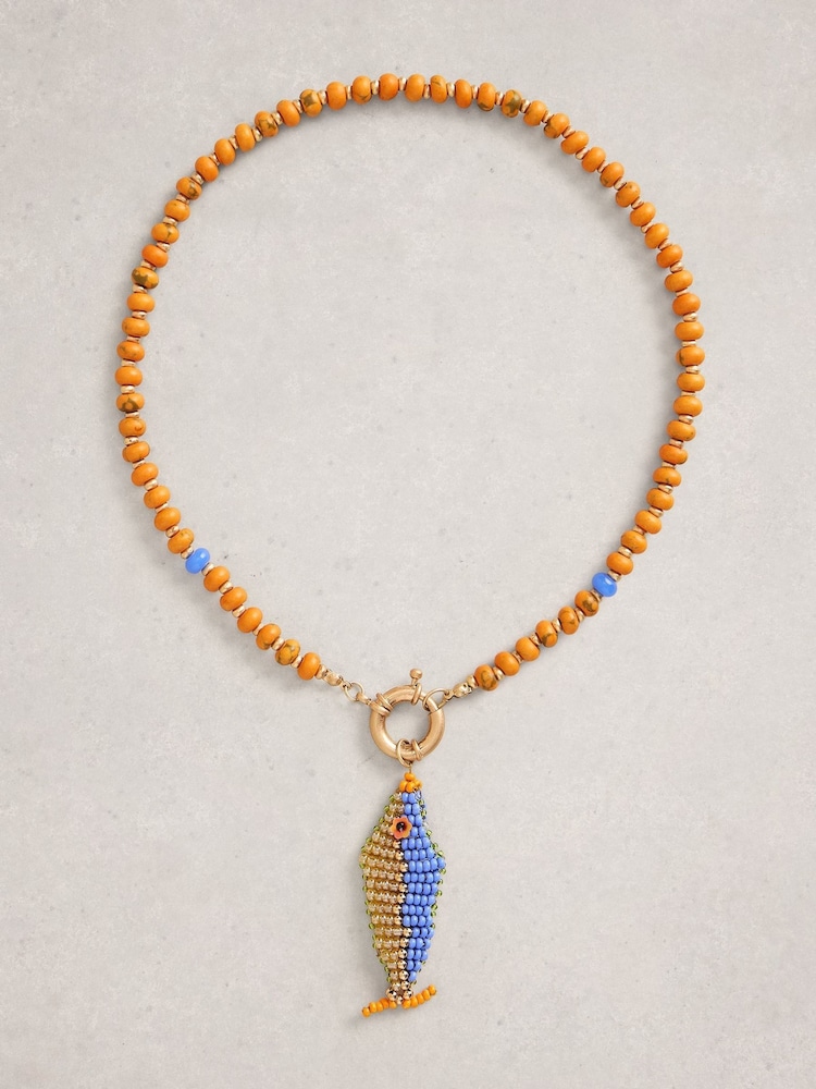 White Stuff Semi Precious Fish Necklace - Imagen 1 de 2