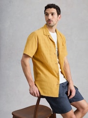White Stuff Yellow Heywood SS Herringbone Shirt - Image 3 of 6
