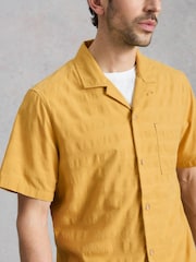 White Stuff Yellow Heywood SS Herringbone Shirt - Image 4 of 6