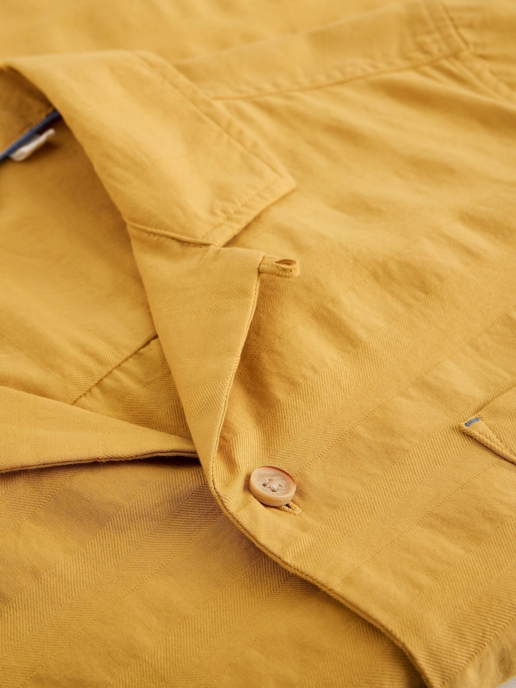 White Stuff Yellow Heywood SS Herringbone Shirt - Image 6 of 6