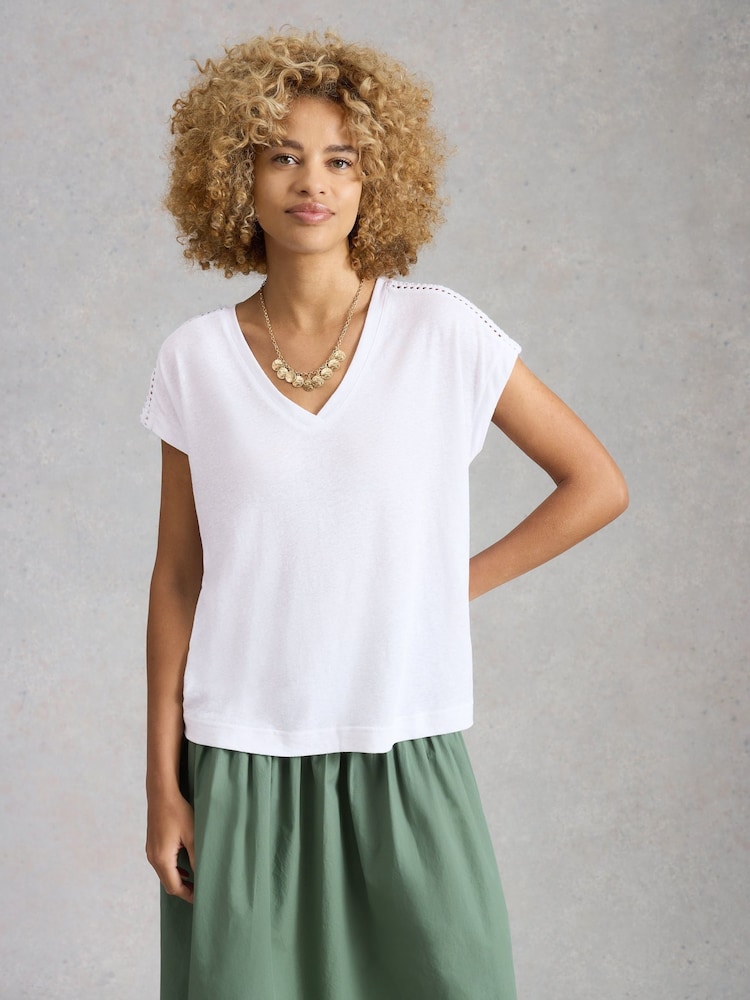 White Stuff White Ella Lace T-Shirt - Image 1 of 6 White Stuff White Ella Lace T-Shirt - Image 1 of 6