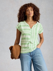 White Stuff Green Nelly Notch Stripe T-Shirt - Image 2 of 6