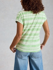 White Stuff Green Nelly Notch Stripe T-Shirt - Image 4 of 6