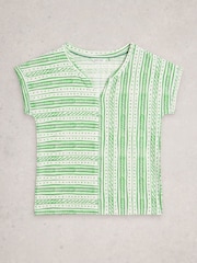 White Stuff Green Nelly Notch Stripe T-Shirt - Image 5 of 6