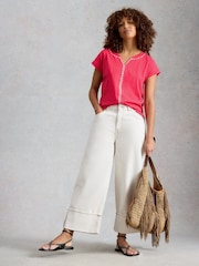 White Stuff NELLY PLAIN EMBROIDERED TEE - Image 1 of 6