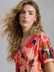 White Stuff Pink Hope Bias Cut Dress - Image 4 of 6