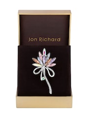 Jon Richard Silver Pink Crystal Navette Decorative Brooch - Gift Boxed - Image 1 of 3
