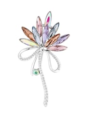 Jon Richard Silver Pink Crystal Navette Decorative Brooch - Gift Boxed - Image 2 of 3