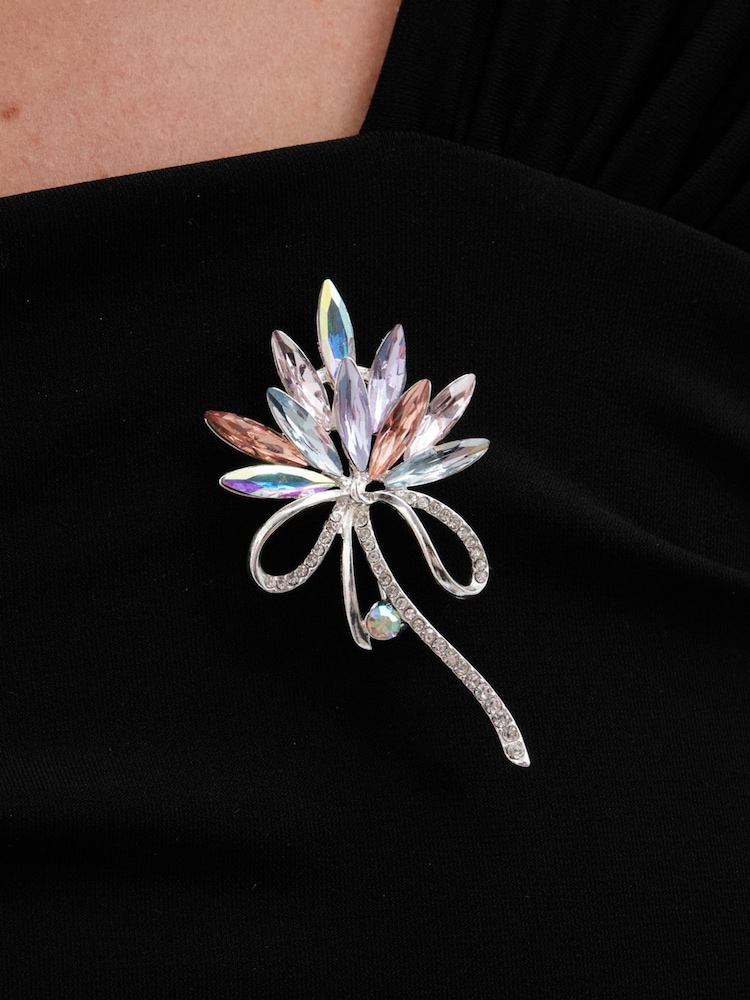 Jon Richard Silver Pink Crystal Navette Decorative Brooch - Gift Boxed - Image 3 of 3