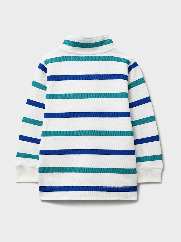 Crew Clothing Company White/Blue Cotton Piqué Padstow Sweat Top - Image 3 of 3 Crew Clothing Company White/Blue Cotton Piqué Padstow Sweat Top - Image 3 of 3