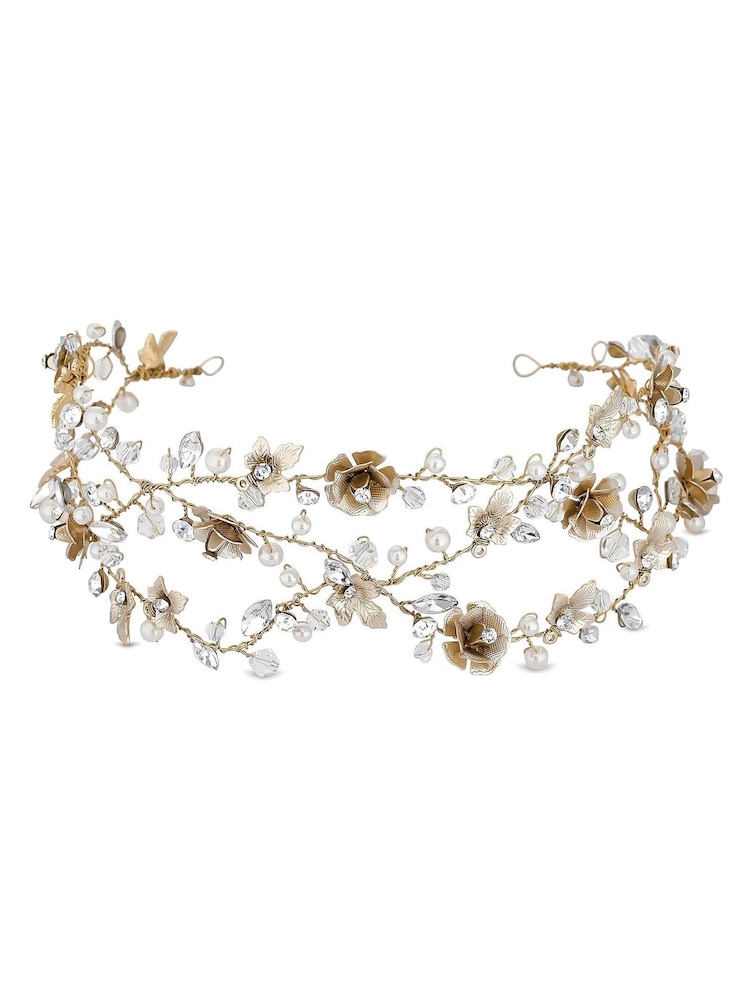 Jon Richard Plated Sienna Floral Hair Vine Gift Pouch - 圖片 1/2