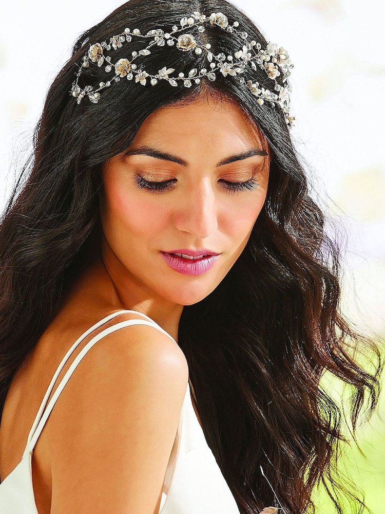 Jon Richard Plated Sienna Floral Hair Vine Gift Pouch - 圖片 2/2