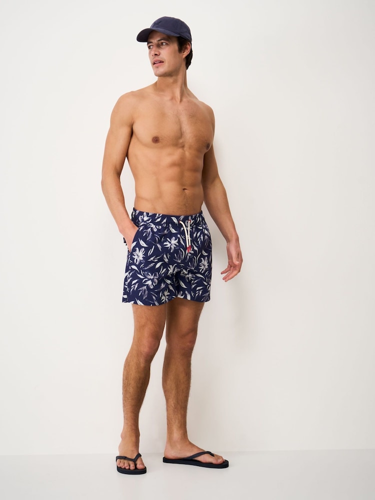 Crew Clothing White Painterly Floral Print Swim Shorts - Image 1 of 5