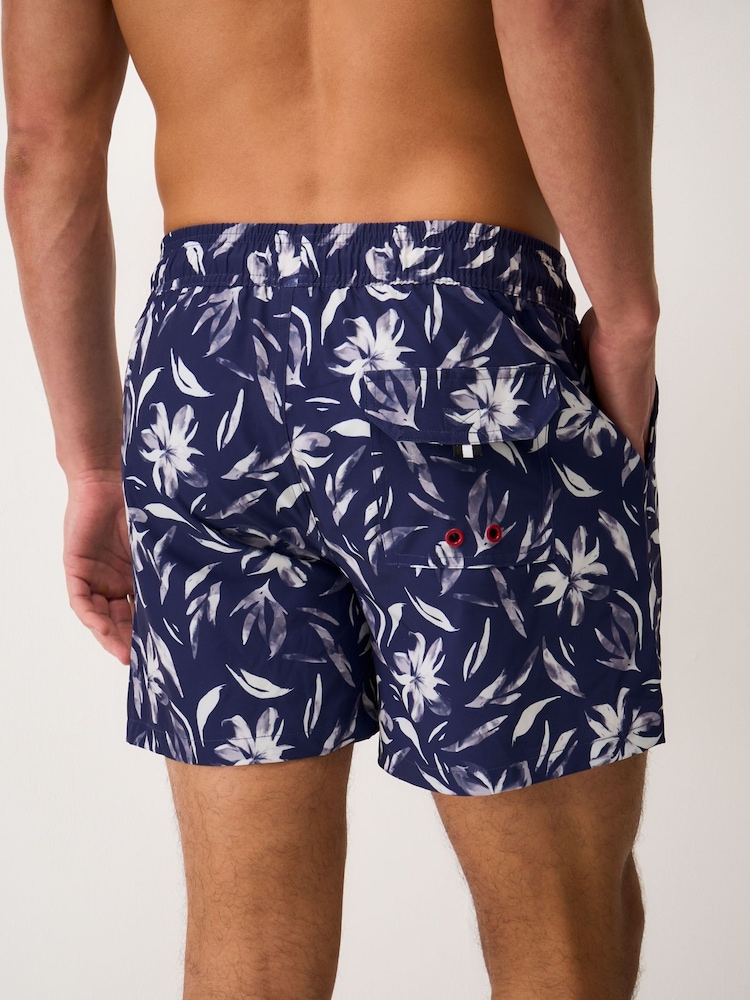 Crew Clothing White Painterly Floral Print Swim Shorts - Image 2 of 5