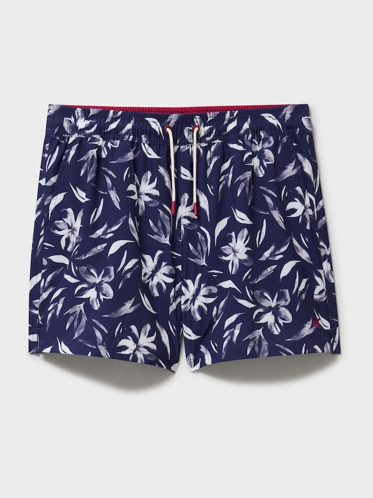 Crew Clothing White Painterly Floral Print Swim Shorts - Image 5 of 5