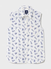 Crew Clothing Blue Relaxed Sleeveless Linen-Blend Shirt - Image 5 of 5