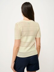 Crew Clothing Natural Lace Knit T-Shirt - Image 2 of 5