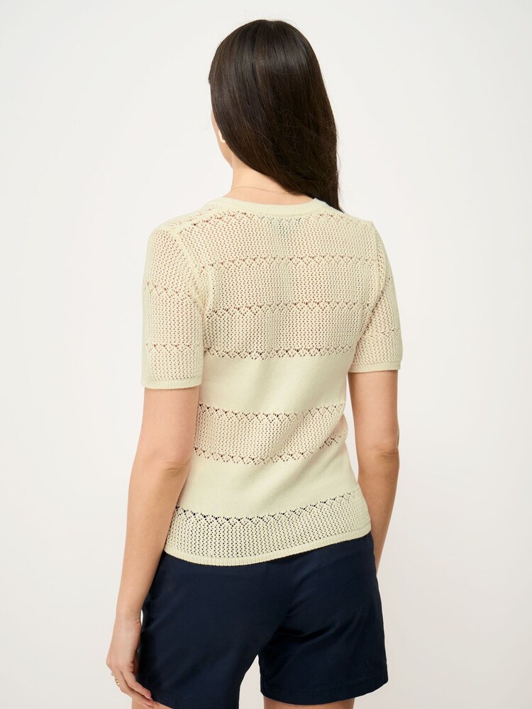 Crew Clothing Natural Lace Knit T-Shirt - Image 2 of 5 Crew Clothing Natural Lace Knit T-Shirt - Image 2 of 5