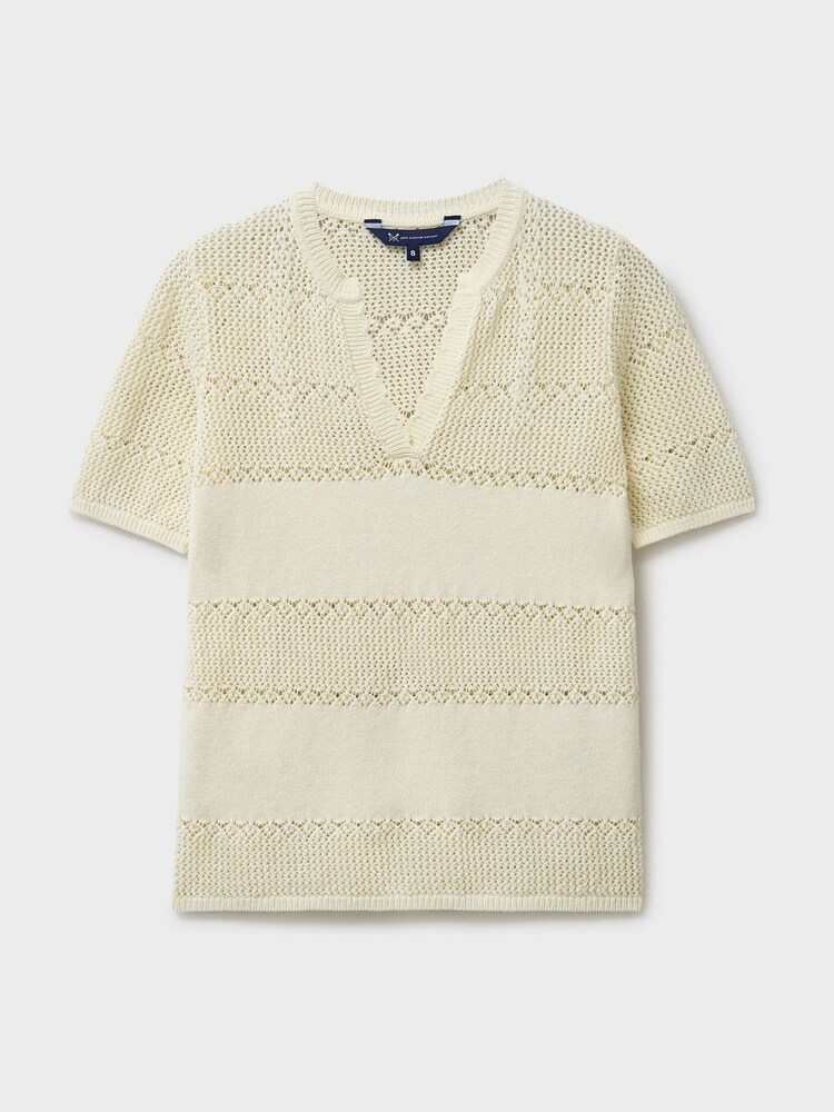 Crew Clothing Natural Lace Knit T-Shirt - Image 5 of 5 Crew Clothing Natural Lace Knit T-Shirt - Image 5 of 5