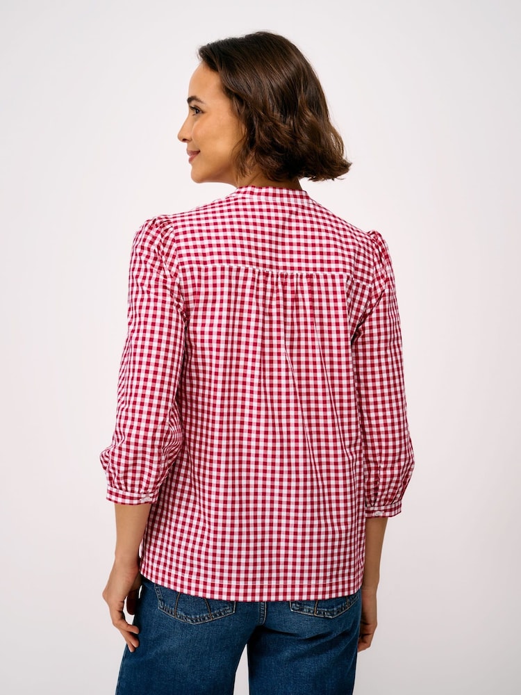 Crew Clothing Red/White Freya V-neckline Blouse - Image 2 of 5 Crew Clothing Red/White Freya V-neckline Blouse - Image 2 of 5