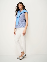 Crew Clothing Blue Mila Frill Sleeve Printed Blouse - Image 3 of 5