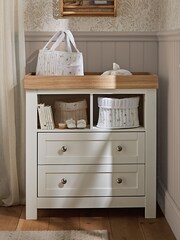 Cuddleco White/Oak Burford Dresser Changer - Image 1 of 7