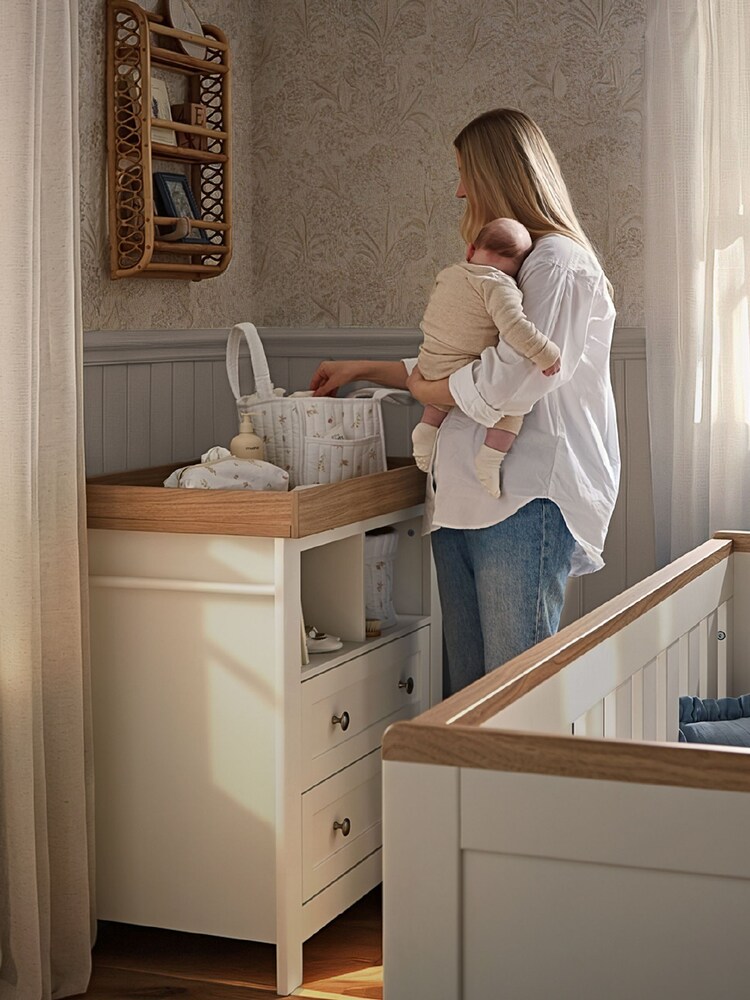 Cuddleco White/Oak Burford Dresser Changer - Image 2 of 7