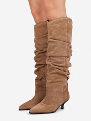 Bronx Brown Dark Natural Leather Slouch Ankle Boots - Image 1 of 6