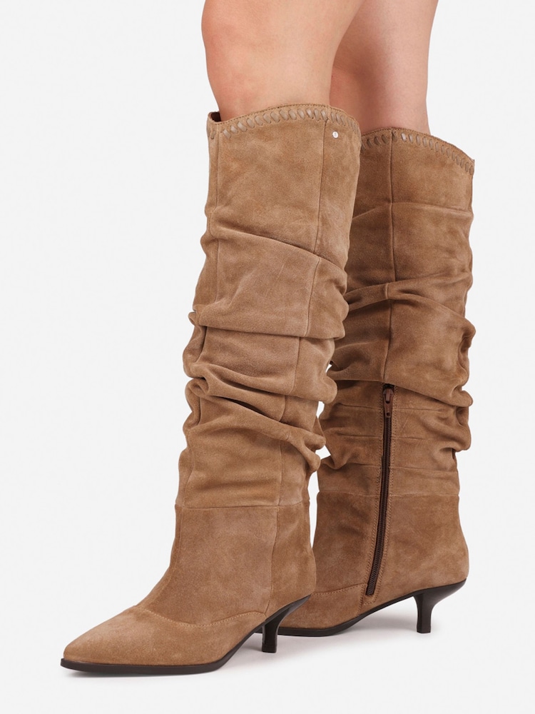 Bronx Brown Dark Natural Leather Slouch Ankle Boots - Image 2 of 6