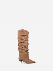 Bronx Brown Dark Natural Leather Slouch Ankle Boots - Image 4 of 6