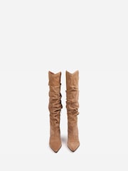Bronx Brown Dark Natural Leather Slouch Ankle Boots - Image 6 of 6