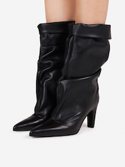 Bronx Black Jow-Jadey Pleated Leather Ankle Boot - Image 1 of 6