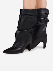 Bronx Black Jow-Jadey Pleated Leather Ankle Boot - Image 2 of 6