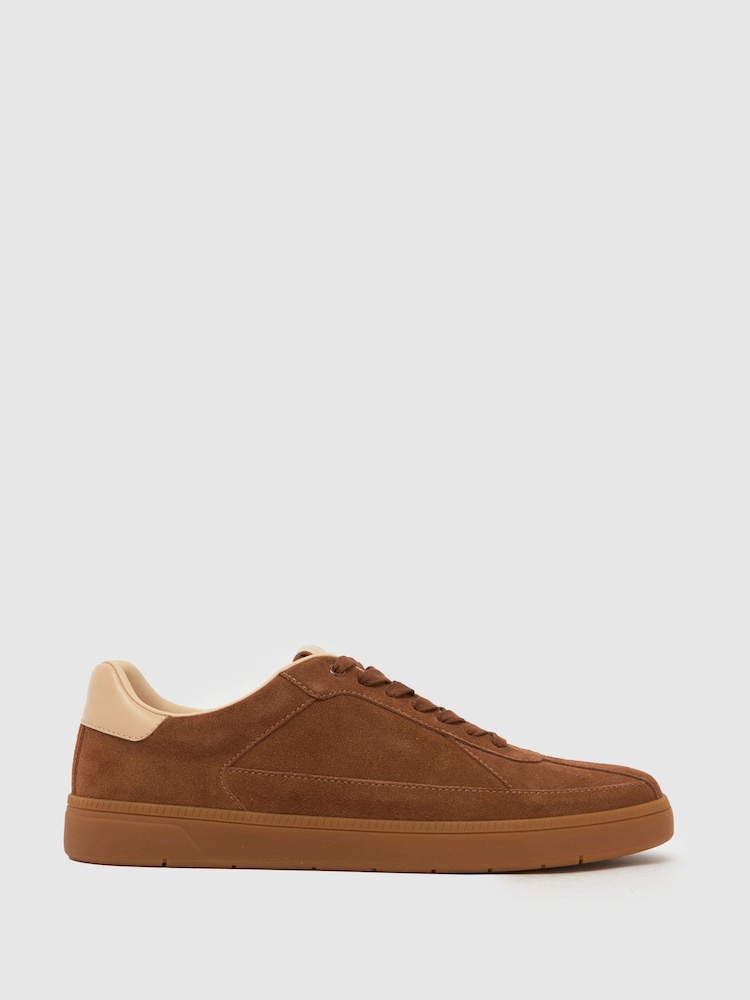 Schuh Brown Winter Suede Trainer - Image 1 of 4