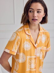 Chelsea Peers Yellow Tencel™ Modal Stamp & Tile Print Short Pyjamas Set - Image 6 of 6