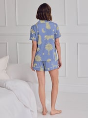 Chelsea Peers Blue Tencel™ Modal Midnight Leopard Print Short Pyjamas Set - Image 4 of 7